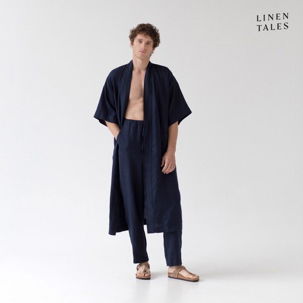 Vestaglia di lino blu scuro taglia S/M Summer - Linen Tales-image-4
