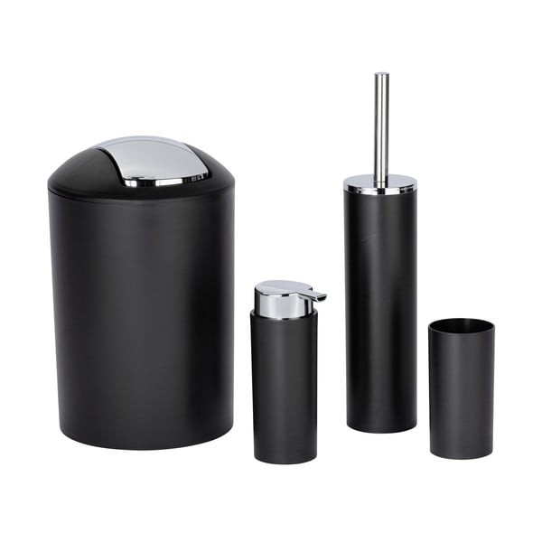 Set di accessori per il bagno nero opaco in plastica Calvo – Wenko