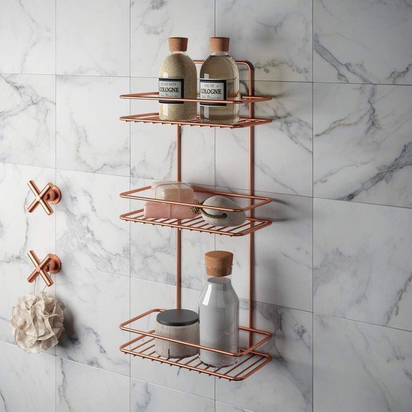 Scaffale da bagno a tre piani Rame - Metaltex-image-1