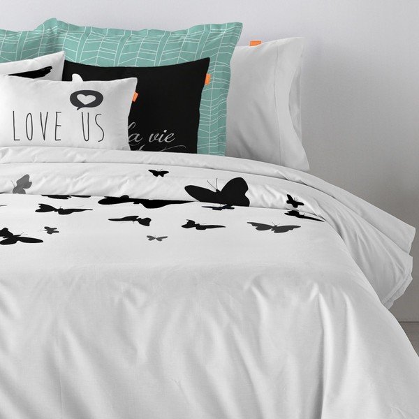 Copripiumino in cotone Farfalle, 200 x 200 cm - Blanc-image-1