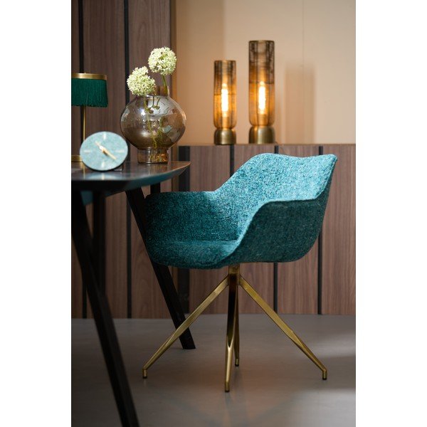 Sedia da pranzo color petrolio in imbottito con braccioli Jaimy – Light & Living-image-1