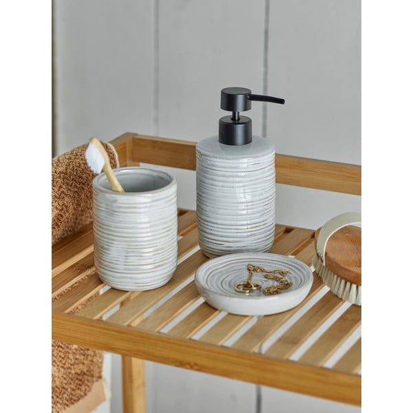 Set di accessori da bagno color crema in gres Winta - Bloomingville-image-1