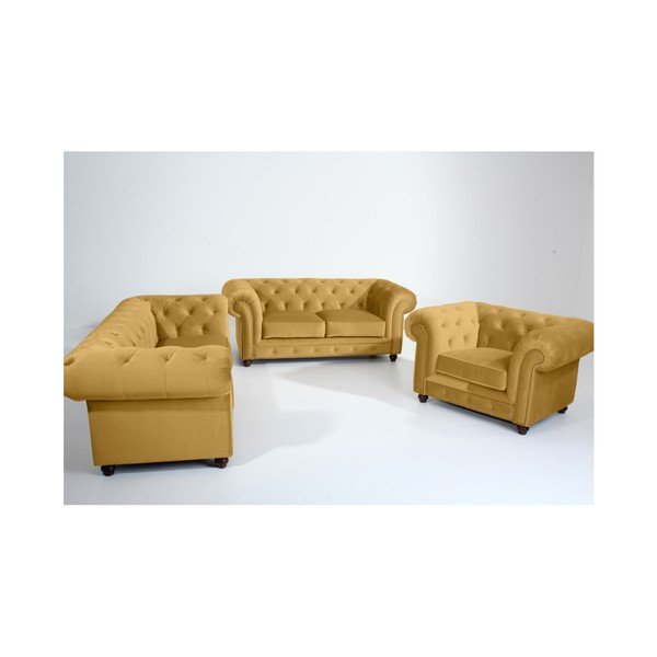Divano giallo Orleans Velvet, 196 cm - Max Winzer-image-1