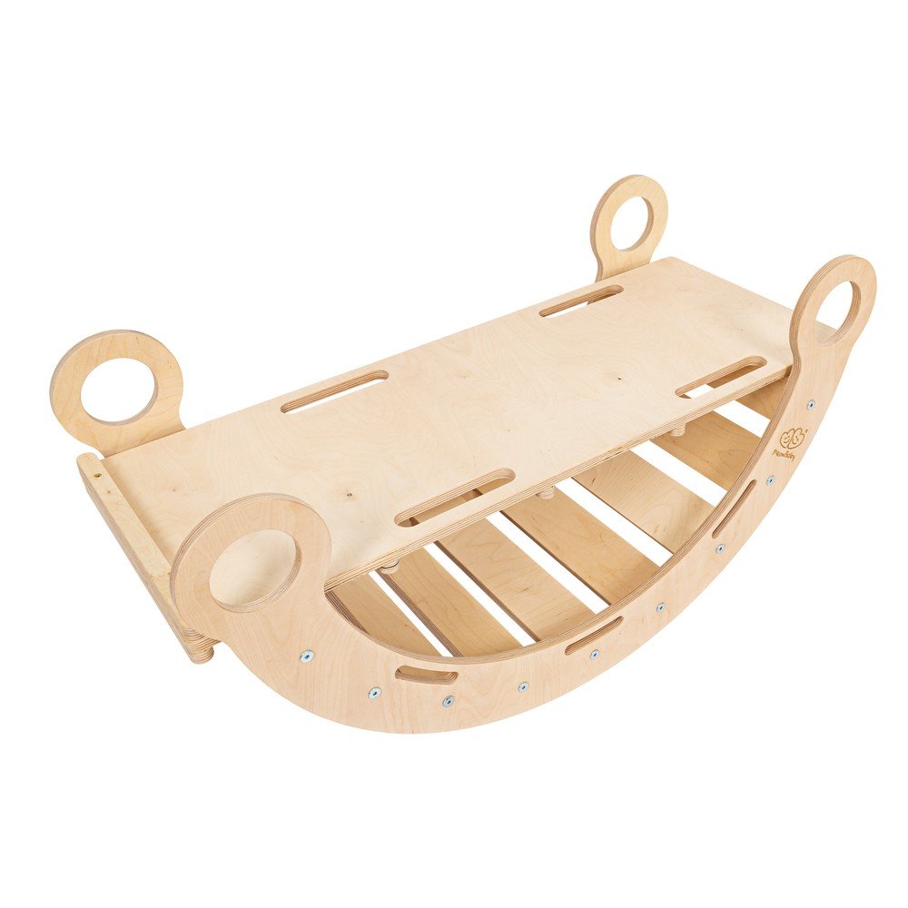 Arco a dondolo montessori di colore naturale in pino massiccio 39x75x38 cm Montessori – Meowbaby | Giochi per parco giochi da interno