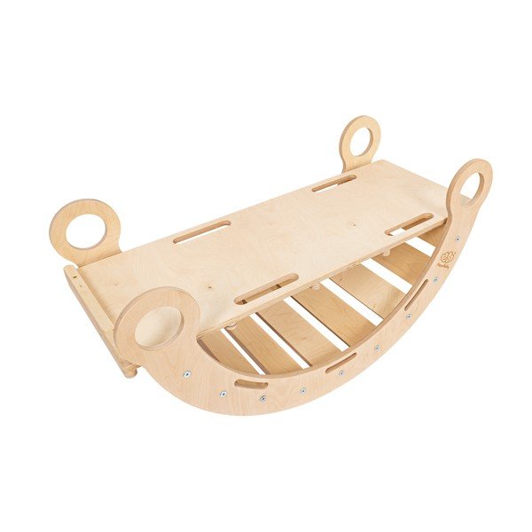 Arco a dondolo montessori di colore naturale in pino massiccio 39x75x38 cm Montessori – Meowbaby