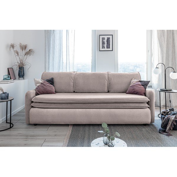 Divano letto in velluto beige Tender Eddie - Miuform-image-3