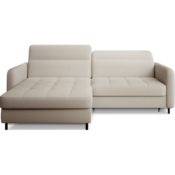 Divano angolare beige allungabile/con contenitore (con penisola a sinistra/con chaise lounge) e rivestimento in bouclé Gomsi – ELTAP