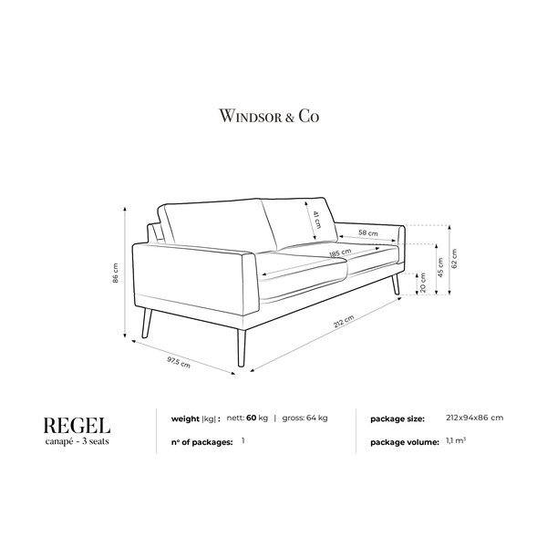 Divano a tre posti in colore naturale Rigel - Windsor & Co Sofas-image-4