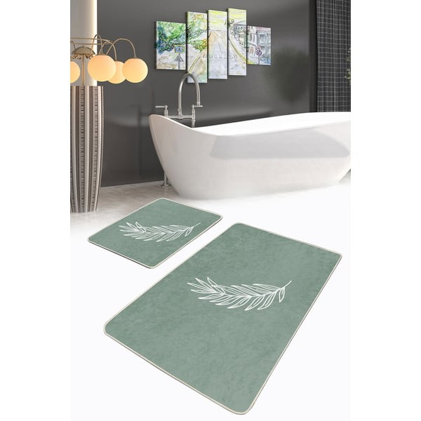 Tappetini da bagno verdi in set da 2 100x60 cm - Minimalist Home World-image-2