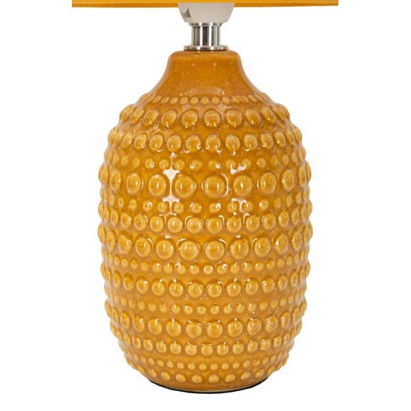 Lampada da tavolo color senape in ceramica con paralume in tessuto (altezza totale 30,5 cm) Points – Mauro Ferretti-image-3