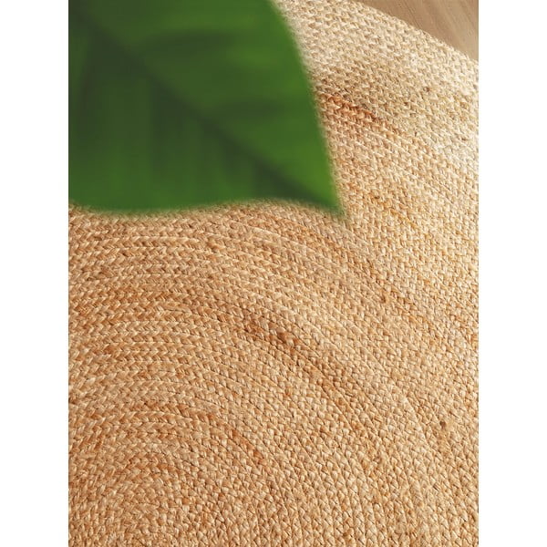 Tappeto rotondo di colore naturale in iuta reversibile e tessuto a mano ø 100 cm Jutta Gold – Hanse Home-image-3