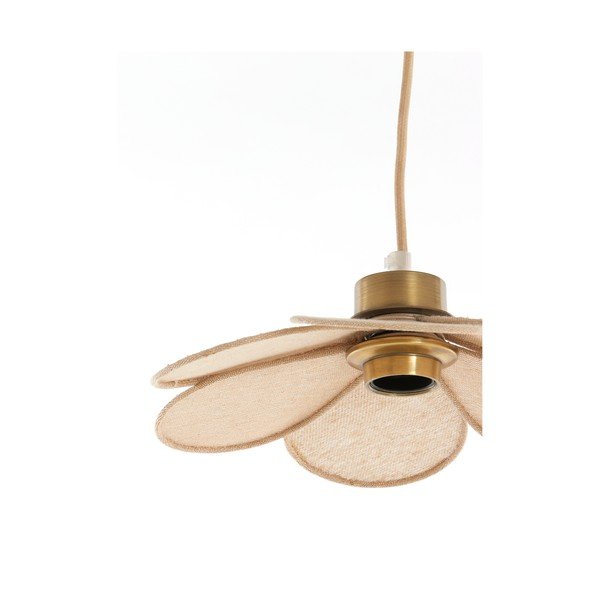 Lampadario color crema con paralume in tessuto Fyano – Light & Living-image-4