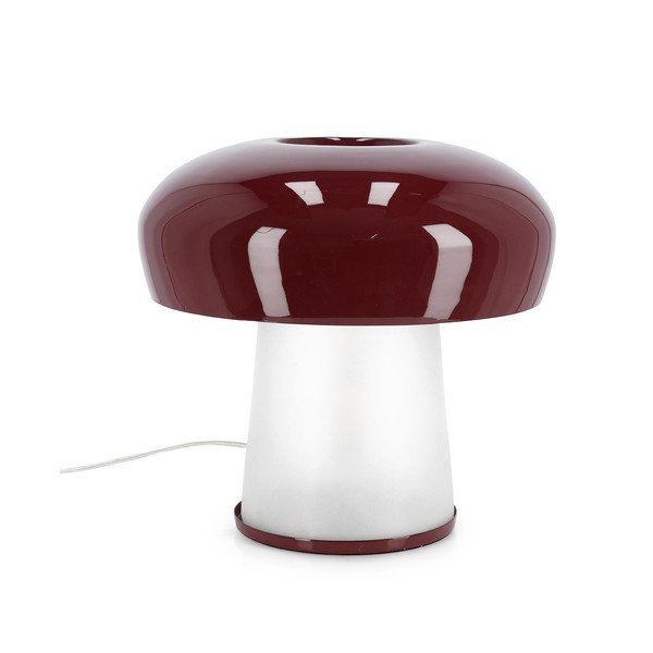 Lampada da tavolo burgundy in metallo con paralume in vetro (altezza totale 35 cm) Clevely – Bizzotto