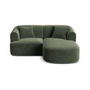 Divano angolare verde (con penisola a destra/con chaise lounge) con rivestimento in velluto Campi – Cosmopolitan Design