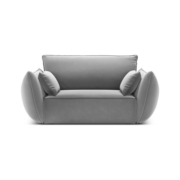 Poltrona grigio chiaro con rivestimento in velluto Vanda – Mazzini Sofas-image-2