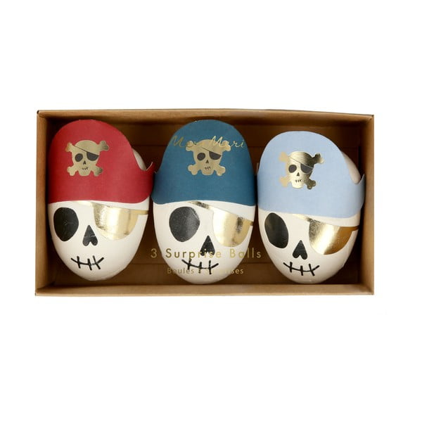 Accessori per feste in set da 3 pezzi Pirate Skulls Surprise Balls - Meri Meri