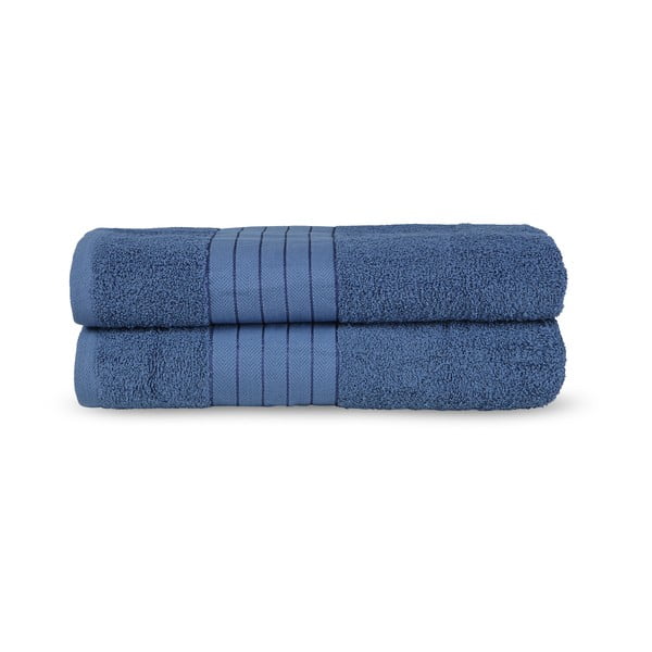 Set di 2 asciugamani blu in spugna di cotone 70x140 cm - Good Morning