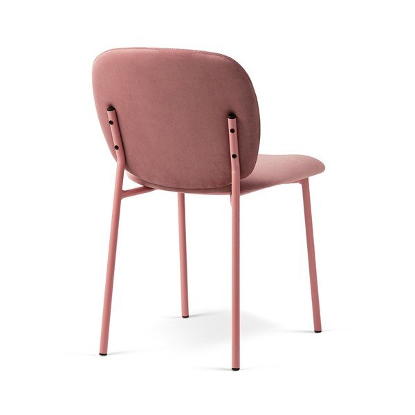 Sedia da pranzo rosa imbottito impilabile Lea – Micadoni -image-2