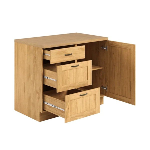 Isola da cucina colore naturale chiaro in pino massiccio 100x86,5x62 cm Teramo – Støraa-image-1