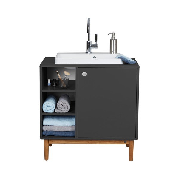 Mobile grigio scuro con lavabo senza miscelatore 80x62 cm Color Bath - Tom Tailor-image-2