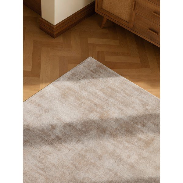 Tappeto beige in viscosa tessuto a mano 80x150 cm Noemi – Vikosa-image-3