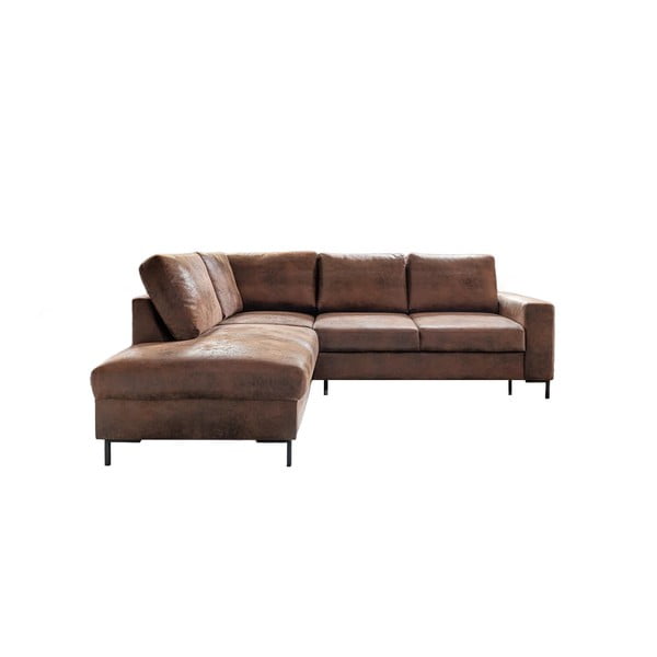 Divano letto angolare in similpelle marrone (angolo sinistro) Lofty Lilly - Miuform