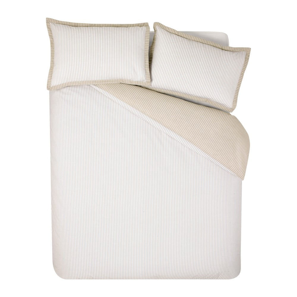 Set copripiumino e federa bianco e beige per letto singolo 135x200 cm Oxford Pinstripe – Catherine Lansfield | Biancheria da letto