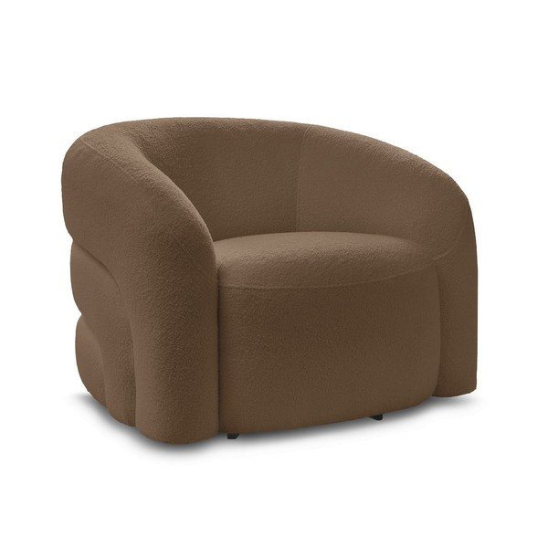 Poltrona marrone girevole con rivestimento in bouclé Elina – Bobochic Paris