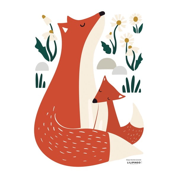 Foglio adesivo 30x42 cm Fox Family - Lilipinso