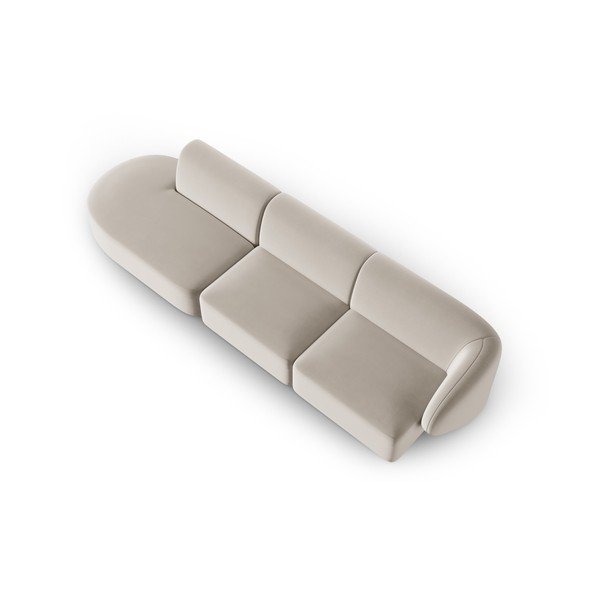 Divano beige con penisola a destra con rivestimento in velluto 311 cm Paolo – Milo Casa-image-1