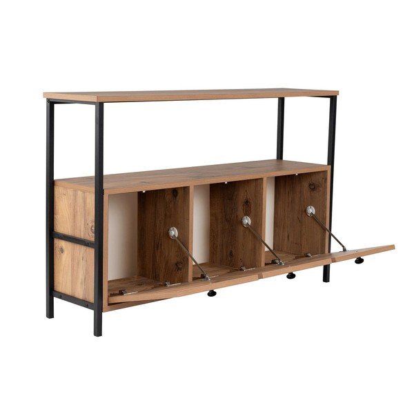 Tavolo consolle di colore naturale con effetto pino 29,5x120 cm Solace – Kalune Design-image-3