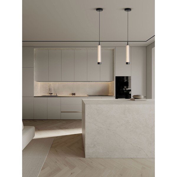 Lampadario LED nero opaco in alluminio con paralume in vetro con intensità regolabile ø 6,5 cm Glovia – Nova Luce-image-1