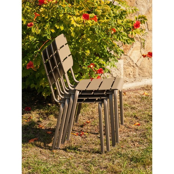 Set di 4 sedie da giardino in metallo marrone-beige Alicante - Ezeis-image-3