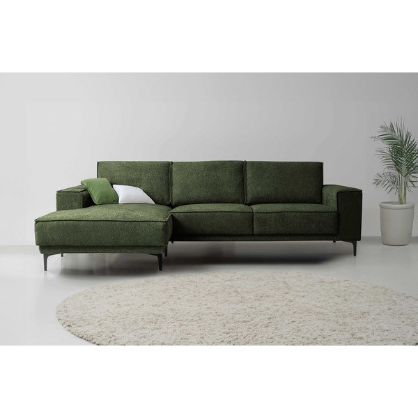 Divano angolare verde (con penisola a sinistra/con chaise lounge) con rivestimento in ciniglia Copenhagen – Scandic-image-1