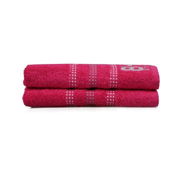 Set di due asciugamani a righe fucsia, 90 x 50 cm Botanik - Beverly Hills Polo Club-image-1