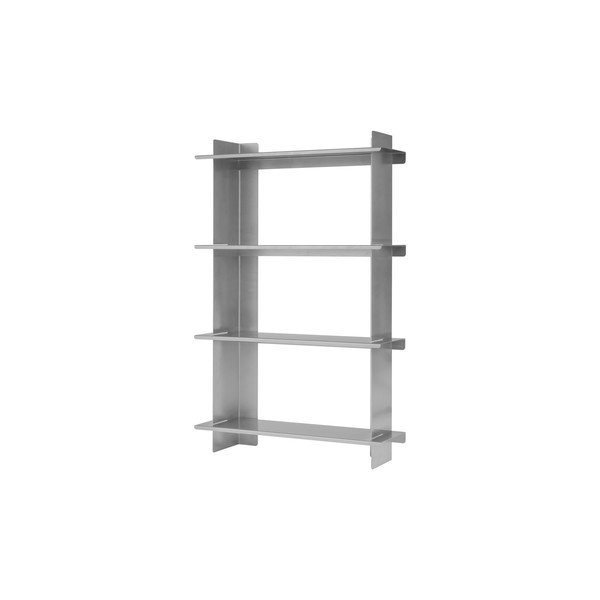 Mensola argentata in acciaio inox con ripiani multipli 70 cm Tivo – noo.ma