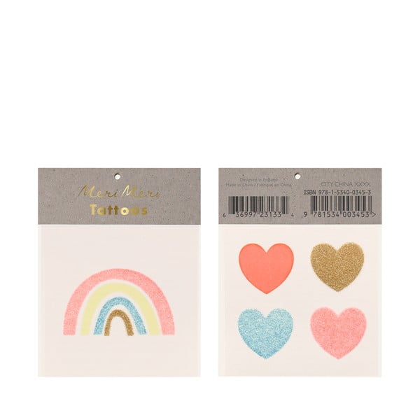 Tatuaggi per bambini Rainbow & Hearts - Meri Meri