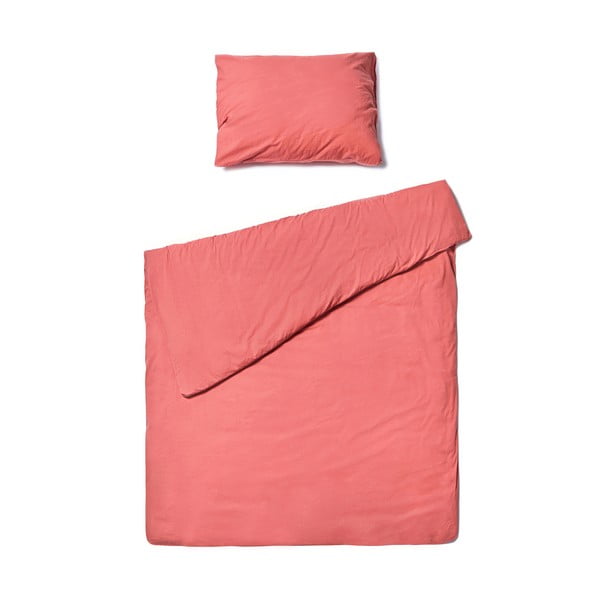 Biancheria da letto in cotone rosa corallo per letto singolo , 140 x 220 cm - Bonami Selection