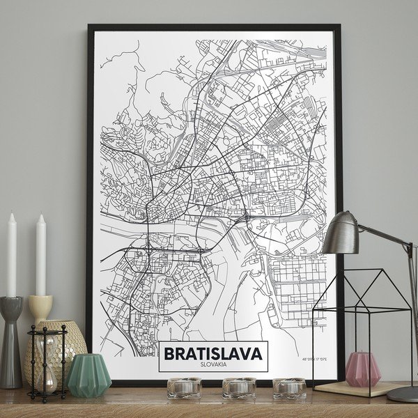 Poster da parete in cornice MAP/BRATISLAVA, 70 x 100 cm Map Bratislava - DecoKing-image-1