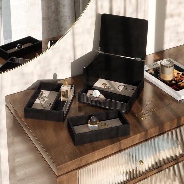 Organizer da bagno nero opaco in legno Malibu – Umbra-image-1