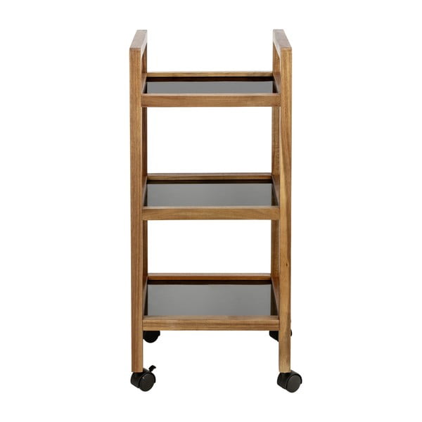 Scaffale per il bagno nero/di colore naturale in acacia massiccia 35x76,5 cm Fondi – Wenko-image-4