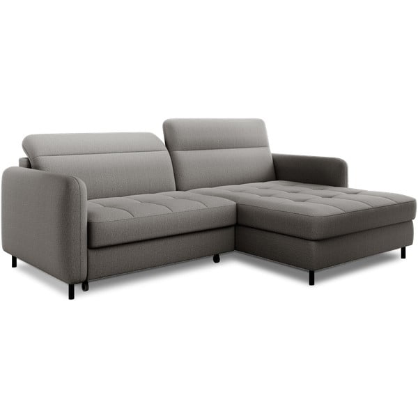 Divano angolare grigio allungabile/con contenitore (con penisola a destra/con chaise lounge) e rivestimento in velluto Gomsi – ELTAP-image-2