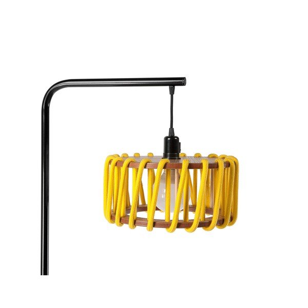 Lampada da terra con struttura nera e piccolo paralume giallo Macaron - EMKO-image-2