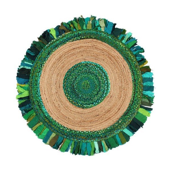 Tappeto circolare in iuta e cotone Eco Rugs Verde, Ø 120 cm - Eko Halı