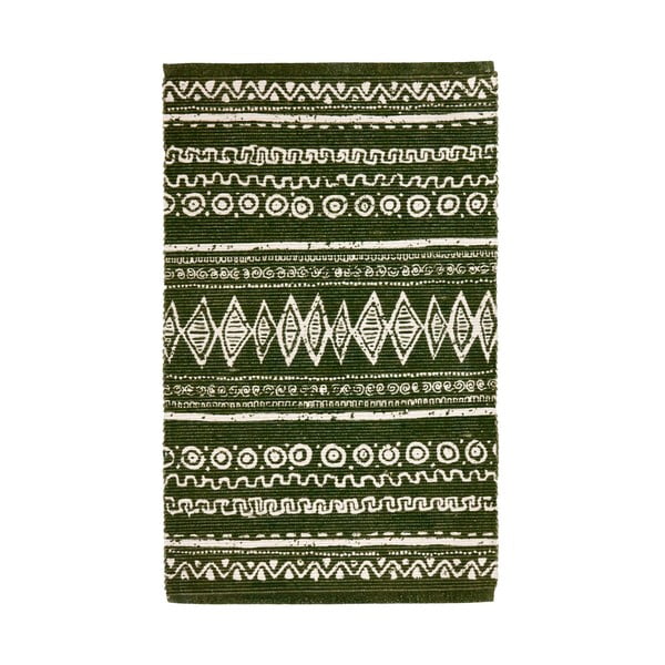 Tappeto in cotone verde e bianco , 55 x 180 cm Ethnic - Webtappeti