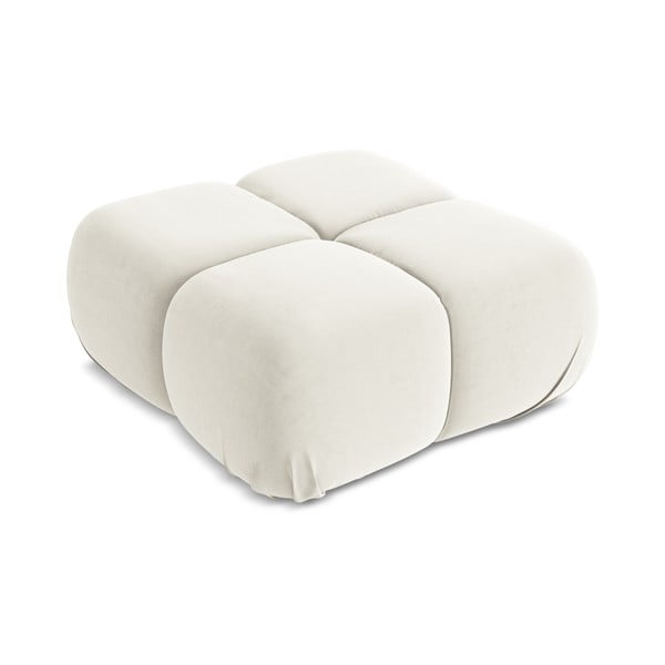 Poggiapiedi componibile bianco con rivestimento in velluto Lokua – Makamii-image-2