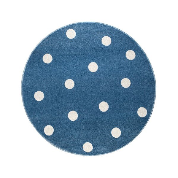 Tappeto rotondo blu a pois Blu, ø 100 cm - KICOTI