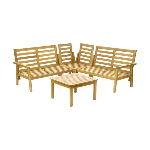 Set da giardino grigio in legno massiccio di acacia per 5 persone Allison - Rojaplast-image-2