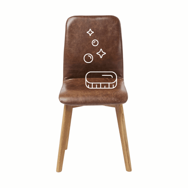 Pulizia con schiuma umida e nutrimento dei sei cuscini di seduta e degli schienali delle sedie con rivestimento in pelle - Bonami