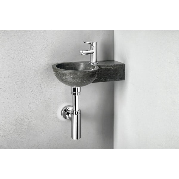 Lavabo nero in pietra 40x23 cm Blok – Sapho-image-1